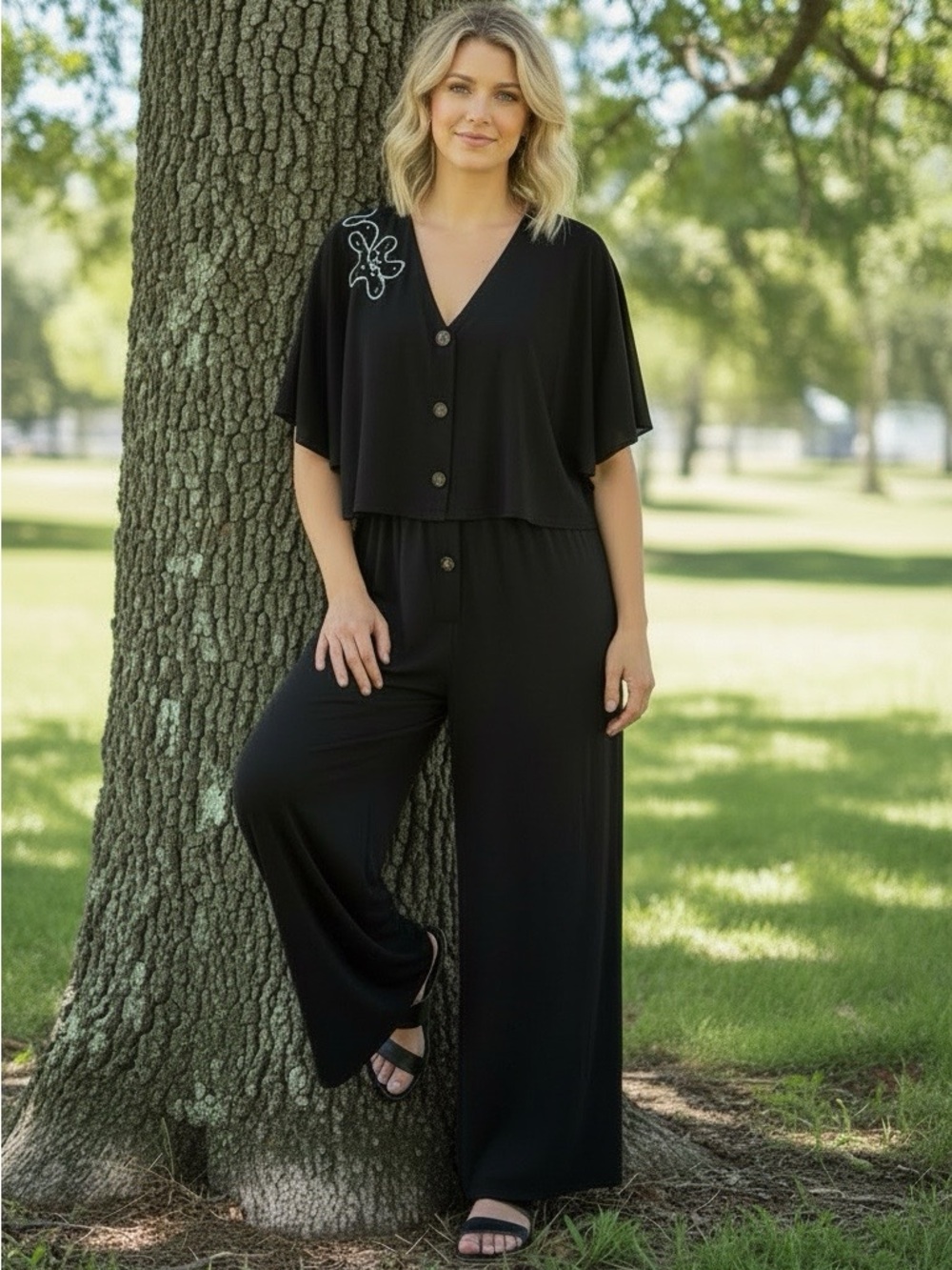 Vintage Antthony Mark Hankins Embellished Jumpsuit - Picture 1 of 12